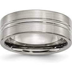 Unisex - Wedding Rings Chisel UnbeatableSale Local, Titanium Grooved 8mm Brushed and Polished Band