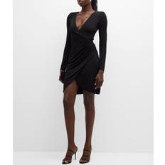 Emporio Armani Clothing Emporio Armani Opaque Crepe Wrap Effect Dress Black (46 IT/10 US)