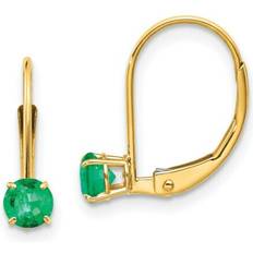 Green Earrings 14k 4mm round may/emerald leverback earrings Yellow Metal Weight