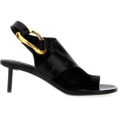 Cuero Chanclas Jil Sander Sander-Brass Jewel Thong Sandali Nero-Donna Black 39IT