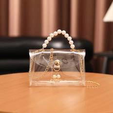 Transparent Handbags Shein Womens Transparent Simple Handbag Shoulder Bag With Faux Pearl Decor