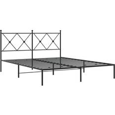 vidaXL Metal Bed Frame With Headboard And Footboard Bed Base Black 160x200 cm