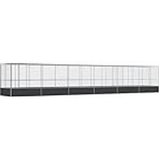 vidaXL Voljär Med Utbyggnad Silver 1246x207x212 cm Stål