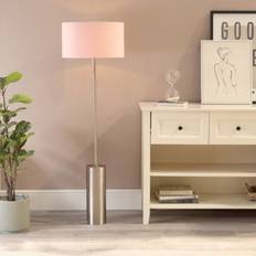 Pink Floor Lamps ValueLights Lexy Brushed Chrome Rotary Dimmer Switch With Blush Pink - One Size Floor Lamp