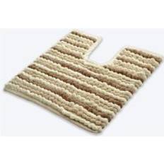 Allure Bath Fashions Striped Chunky Bobble Pedestal Toilet Mat Natural