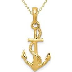 Charms & Pendants Special Sparkle 14K Gold Solid Polished 3-D Anchor Pendant, White