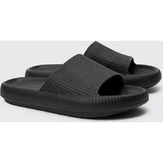 Thong Slides boohooMAN Mens Textured Slider In Black