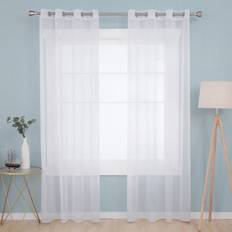 Deconovo Semi Transparent Curtain Voile Panels 55 x 94 Inch White Two Panels