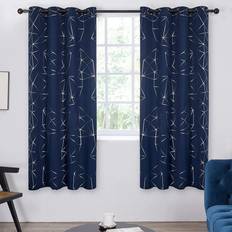 Curtains & Accessories Metro Lane Deconovoout Silver Multilateral Diamond Printed Eyelet Curtains 2 Panels - Navy Blue (132 W x 160 D cm)