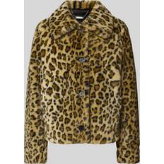 Guess Cecile Print Leopard Faux Fur Coat, Brown, Xl, Women