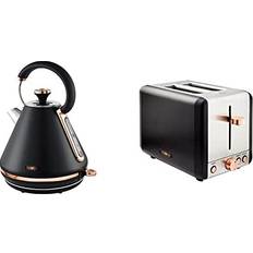 Tower T10044RG Pyramid Kettle With Fast Boil 1.7 Litre 3000 W Black And Rose Gold & T20036RG