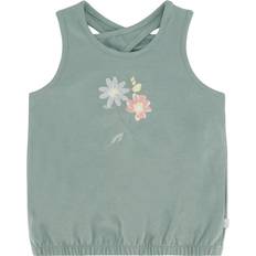 Girls - Green Tank Tops Deux par Deux Girl Organic Cotton Tank Top With Print Olive Green Child Olive green