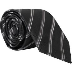 Black Ties Dolce & Gabbana Black White Stripes Silk Adjustable Tie