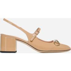 Gucci Heels & Pumps Gucci Horsebit patent leather slingback pumps sand