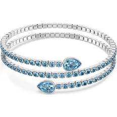 Swarovski Twisty cuff, Mixed cuts, Blue, Rhodium plated