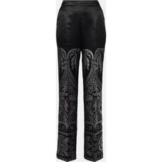 Silk Trousers Etro Printed silk-blend wide-leg pants grey (UK 10)