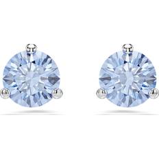 Swarovski Silver Earrings Swarovski Solitaire stud earrings, Round cut, Light blue, Rhodium plated