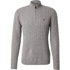 Tops Cable Knit Half Zip Jumper - Grey