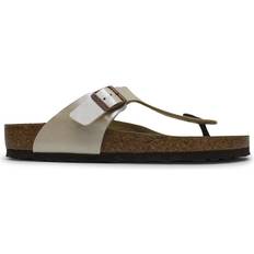 Birkenstock Gizeh SFB Flip Flops kvinnor silver flip flops skor, Vit Weiss Lack