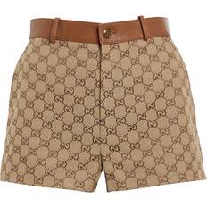 Gucci Shorts Gucci GG Supreme leather-trimmed shorts brown (US 6)