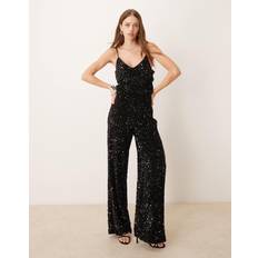 Vila Jumpsuits & Overalls Vila Sort jumpsuit uden ærmer med V-hals og pailletter-Black