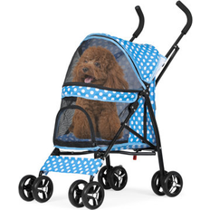 Pets Magshion Pet Stoller Dog Cat Stoller 37.5" H x 18" W x 26" D - White/Blue