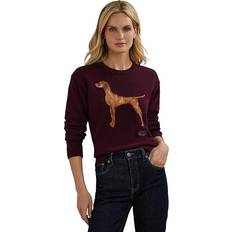 Red Sweaters Lauren Ralph Lauren Women's Intarsia-Knit Vizsla Cotton Sweater Red