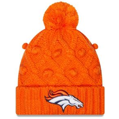 Beanies New Era Girls Youth Orange Denver Broncos Toasty Cuffed Knit Hat with Pom