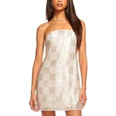 Paillettes - Robe courte Robes Ramy Brook Delia Strapless Beaded Mini Dress in Silver Bead