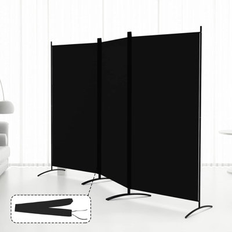 Ebern Designs Black Room Dividers Ebern Designs Arcelia 102" W x 70.8" H 3-Panel Metal Folding Screen 70.8 H x 102.0 W x 20.0 D Canvas/Metal Room Divider