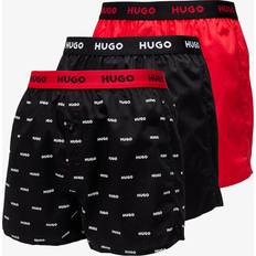 HUGO BOSS Men's Underwear HUGO BOSS Three-pack of cotton boxer shorts with logo waistbands Black Red