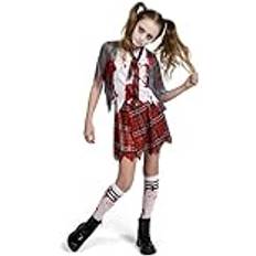 Flicka blodig zombie kostym för pojkar, halloween, skola, up-m evenemangsklänning
