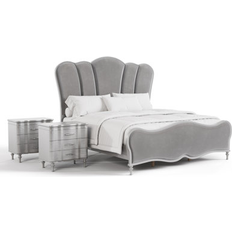 Furniture of America Seabliss Glam Solid Wood 3-Piece Bedroom Set - Silver (Queen)