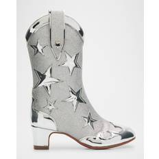 Silver Boots Christian Louboutin Girl's Giddy Calf Leather Cowboy Boots, Toddlers/Kids SILVER (30EU (12.5US Kid)