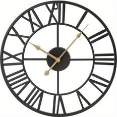 Shein Roman Numerals Metal Large - Silent NonTicking Cafe Hotel Wall Clock 40cm