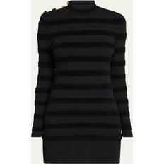 Tom Ford Velvet-trimmed turtleneck minidress black