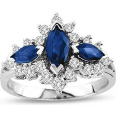 Gold - Wedding Rings Louis Creations 1.75 CTTW Diamond & Marquis Sapphire Ring, 14K White Gold