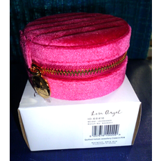 Jewellery Boxes Lisa Angel velvet round travel jewellery case pink