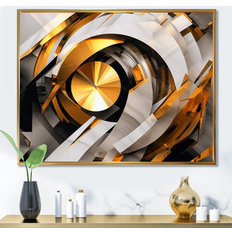 Interior Details Ivy Bronx Gold Black Fractal Tide IV On Canvas Print 24.0 H x 32.0 W x 1.0 D in Metal Framed Art