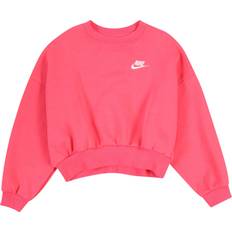 Nike Girl's Sportswear Club Fleece Boxy Crew Neck Sweatshirt - Aster Pink/White (FZ9244-629)