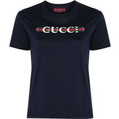 Gucci T-shirts Gucci Blå Logo Print Crew Neck T-skjorte Blue