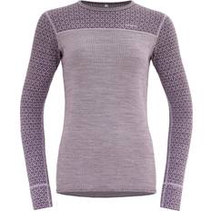 Purple Base Layer Tops Devold Of Norway Kvitegga Merino 230 Long Sleeve T-shirt