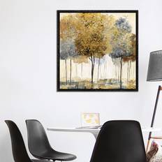 Three Posts Metallic Forest I Wrapped Canvas Graphic Print - Black Floater (93.98 cm H x 93.98 cm W x 3.8 cm D) Framed Art