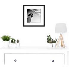Breakwater Bay Lightshouse Cloudy Sky Black White Picture Frame Painting 25.6 cm H x 25.6 cm W Framed Art