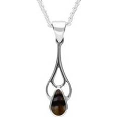 Jewellery C W Sellors Sterling Silver Blue John Pear Spoon Necklace Silver
