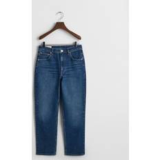 Gant Dame Bukser & Shorts Gant Straight Cropped Jeans - Dark Blue Broken