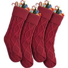 Stockings Mr. Pen Christmas Stockings 4 Pack 18" Red Cable Knit Large Stocking