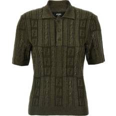 Wool Polo Shirts Fendi Fendi-Ff Polo Verde-Uomo Green 48IT