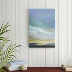 Blue Elephant Coastal Clouds Triptych II Wrapped Canvas Painting Print 76 cm H x 51 cm W Framed Art