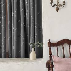 Curtains & Accessories Metro Lane Seligman Wave Foil Printed Room Darkening Thermal Curtains - Light Grey (Width 168 x Drop 138 cm)